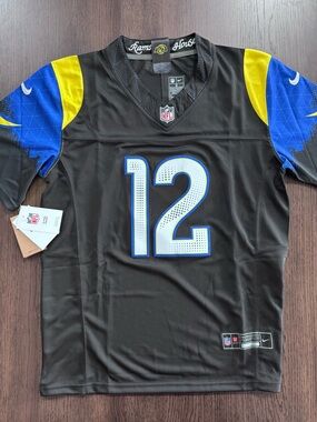 NWT Mens Small Nike Black Los Angeles Rams #12 NACUA Jersey